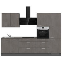 KÜCHENBLOCK 300 cm   in Schieferfarben  - Schieferfarben/Edelstahlfarben, MODERN, Holzwerkstoff/Metall (300cm) - Nobilia