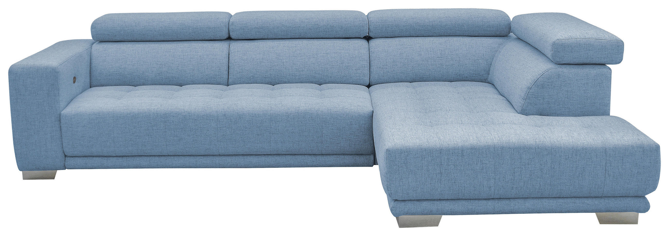 ECKSOFA Hellblau Mikrofaser  - Chromfarben/Hellblau, Design, Textil/Metall (301/207cm) - Xora