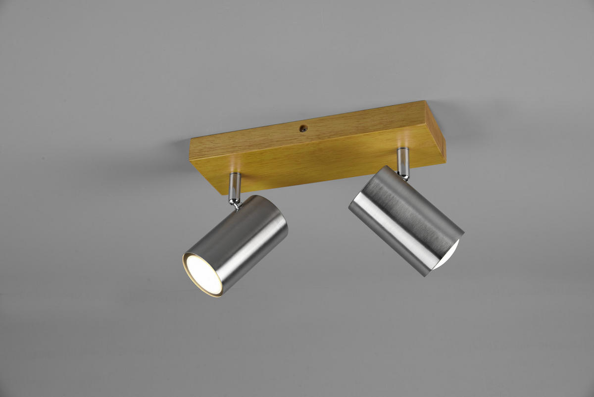 STRAHLER - Nickelfarben, Natur, Holz/Metall (26/16/9cm) - Trio Leuchten