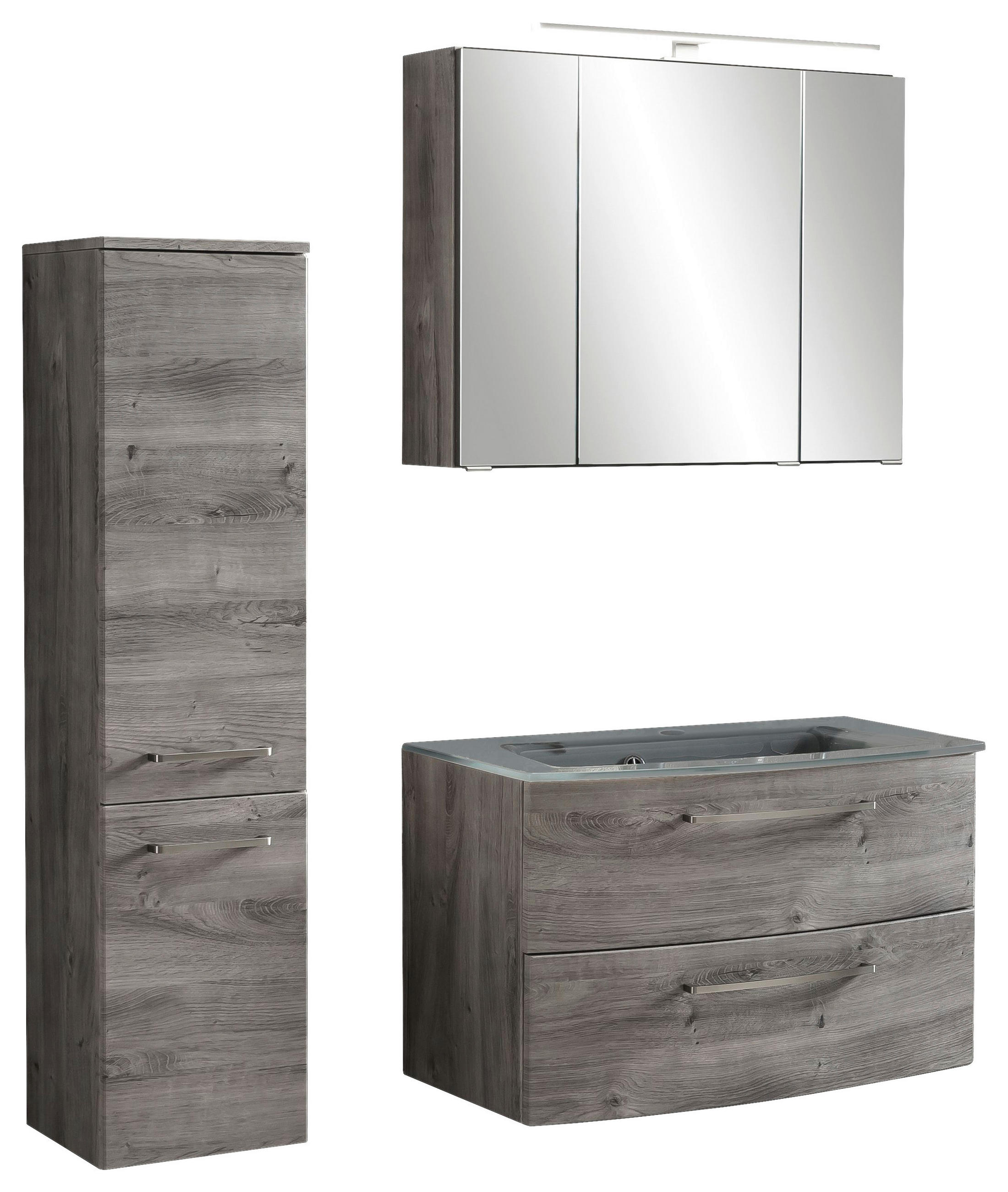 BADRUM 110 cm  - grå/ekfärgad, Klassisk, trämaterial/glas (110cm) - Held