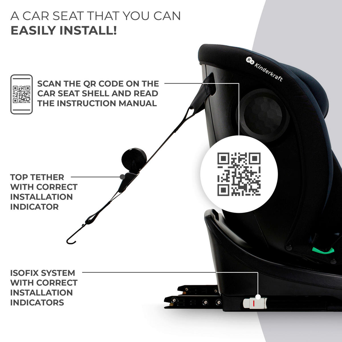 KINDERAUTOSITZ i-Grow i-Size Black   - Dunkelgrau/Schwarz, Basics, Kunststoff (44/81/34cm) - Kinderkraft