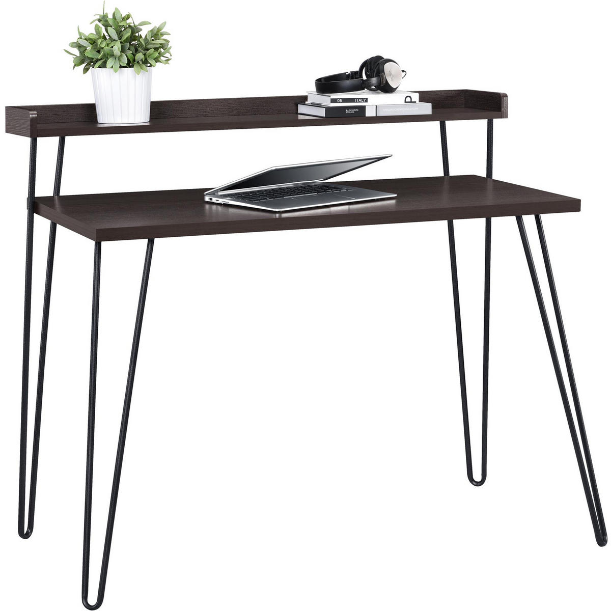 SCHREIBTISCH 112/89/60 cm  in Braun, Sheeshamfarben  - Sheeshamfarben/Schwarz, Design, Papier/Holzwerkstoff (112/89/60cm) - MID.YOU