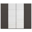 SCHWEBETÜRENSCHRANK  in Graphitfarben, Weiß  - Chromfarben/Graphitfarben, KONVENTIONELL, Glas/Holzwerkstoff (271/223/68cm) - Novel