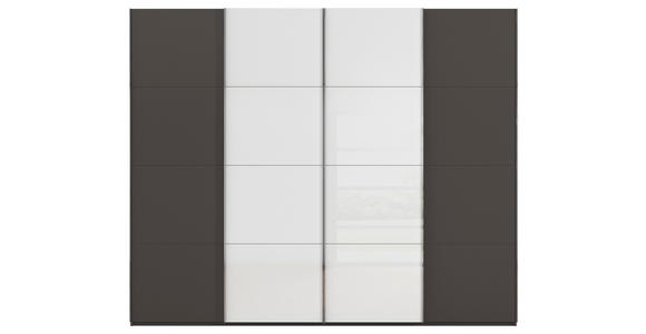 SCHWEBETÜRENSCHRANK  in Graphitfarben, Weiß  - Chromfarben/Graphitfarben, KONVENTIONELL, Glas/Holzwerkstoff (271/223/68cm) - Novel