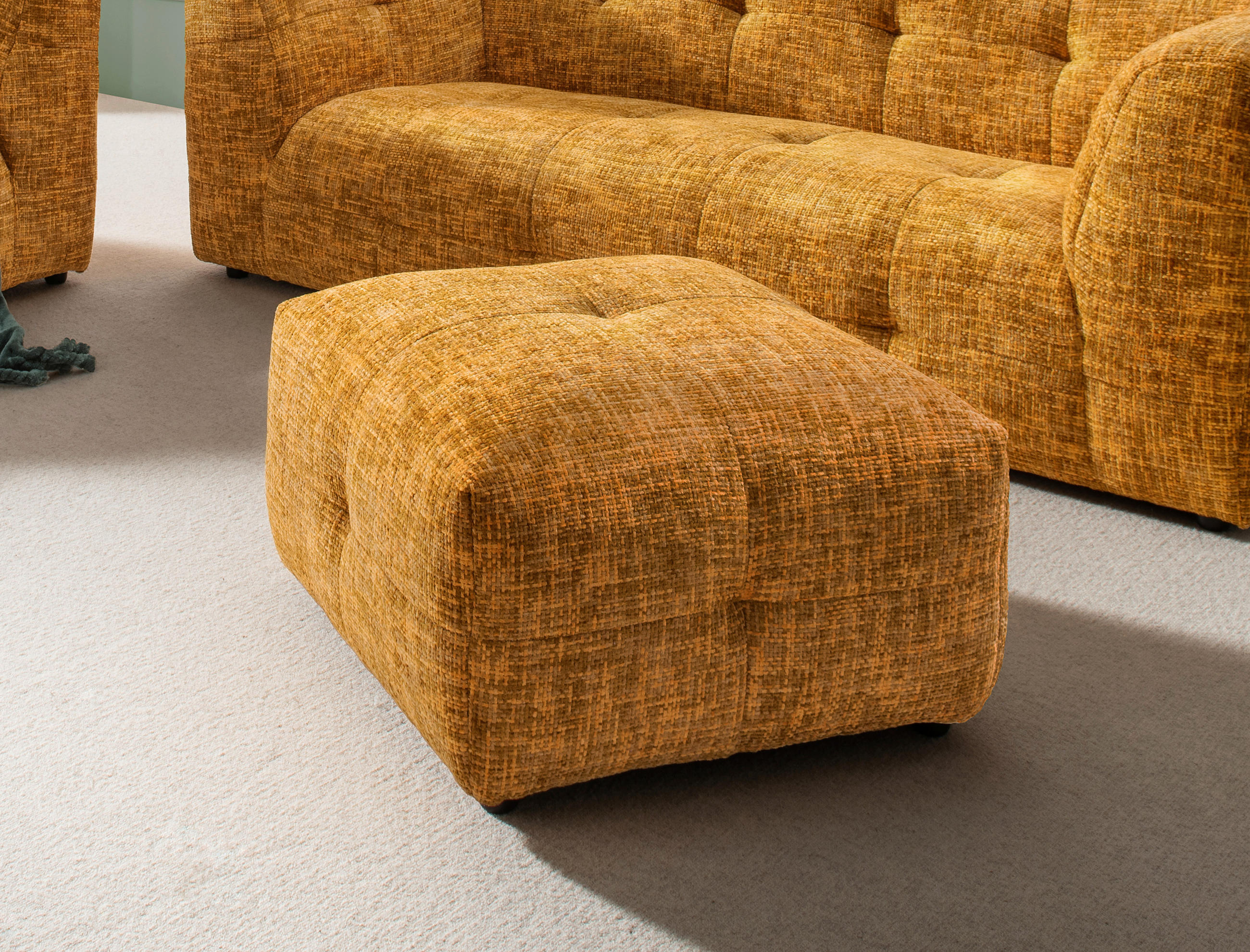 HOCKER in Textil Goldfarben  - Goldfarben/Schwarz, Design, Kunststoff/Textil (72/44/72cm) - Livetastic