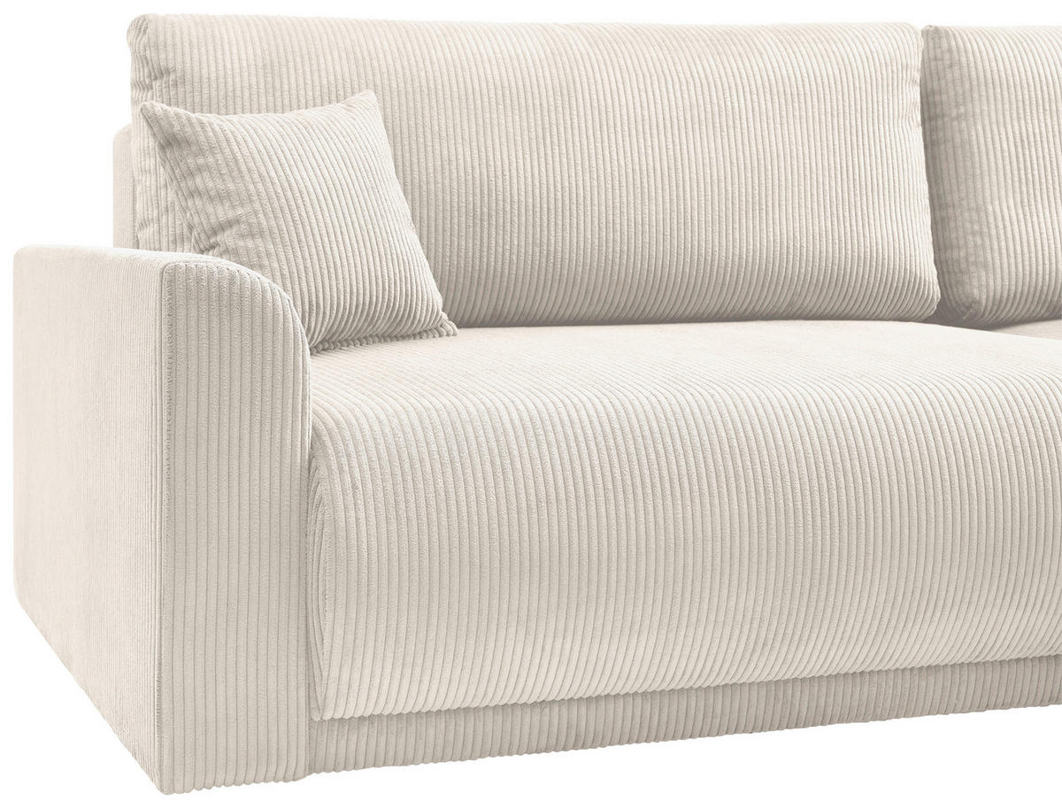 ECKSOFA KIMMY Creme Cord Zierkissen, Rückenkissen, Bettkasten  - Creme/Schwarz, Design, Kunststoff/Textil (233/146cm) - P & B