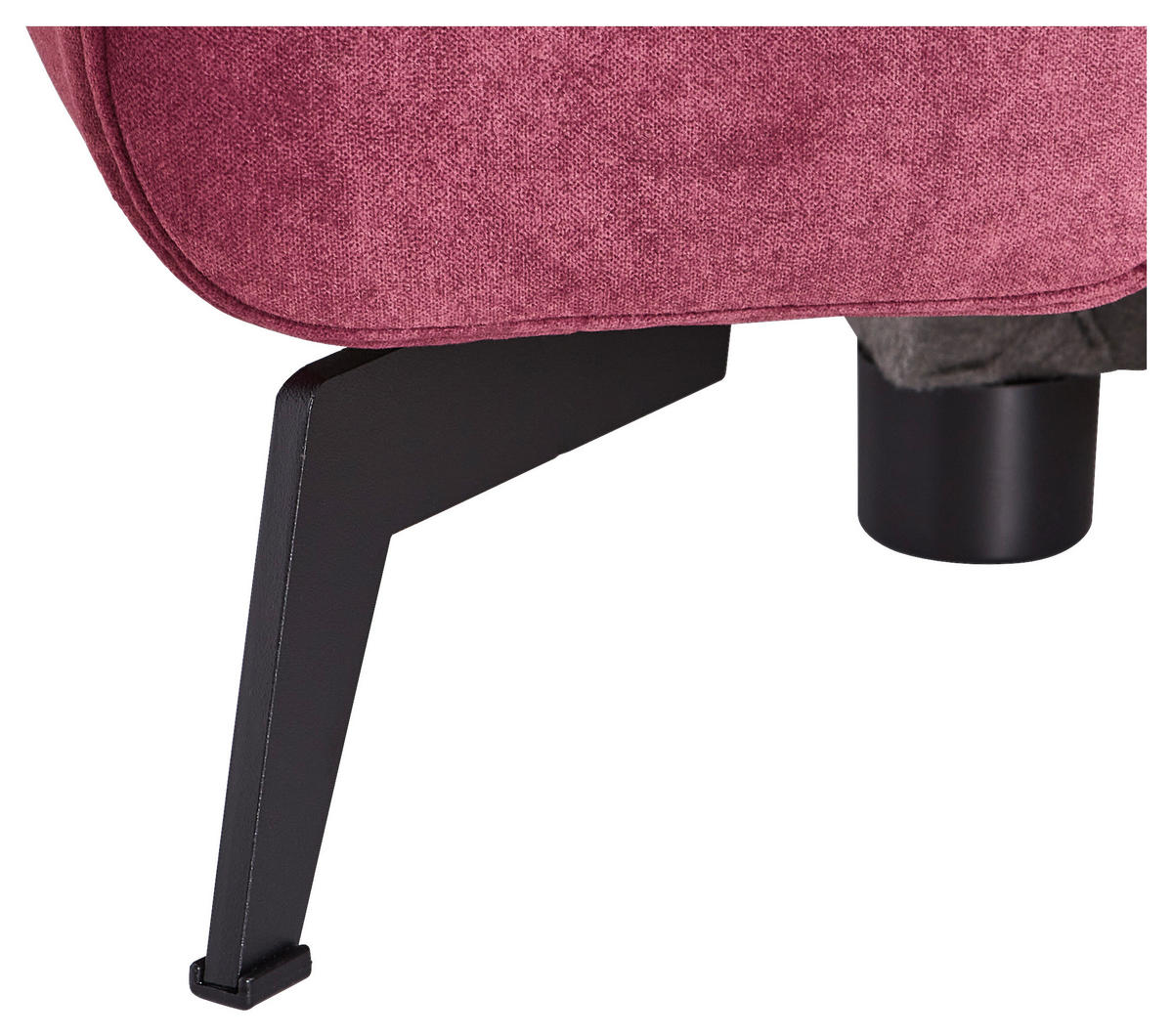 ECKSOFA in Chenille Bordeaux  - Bordeaux/Schwarz, Konventionell, Textil/Metall (257/275cm) - MID.YOU