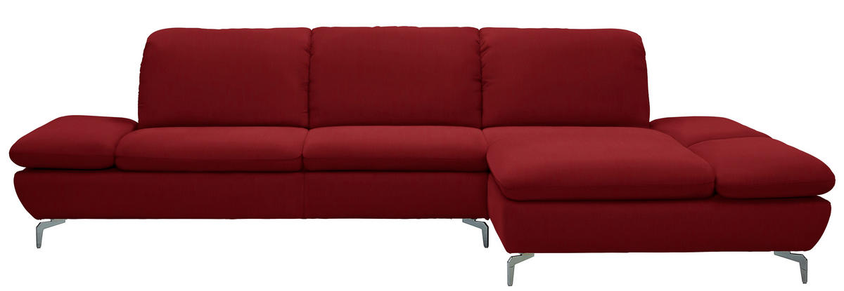 ECKSOFA in Echtleder Rot  - Silberfarben/Rot, Design, Leder/Metall (315/200cm) - Chilliano
