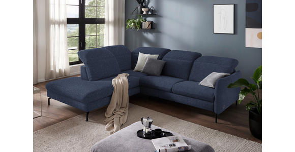 ECKSOFA in Flachgewebe Dunkelblau 233/299-313 cm - Schwarz/Dunkelblau, Design, Textil/Metall (233/299-313cm) - Dieter Knoll