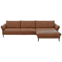 ECKSOFA in Echtleder Braun  - Schwarz/Braun, Design, Leder/Metall (334/172cm) - Valdera