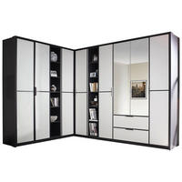 ROHOVÁ ŠATNÍ SKŘÍŇ SE ZRCADLEM, šedá, bílá,  - šedá/bílá, Design, kompozitní dřevo (224/314cm) - MID.YOU