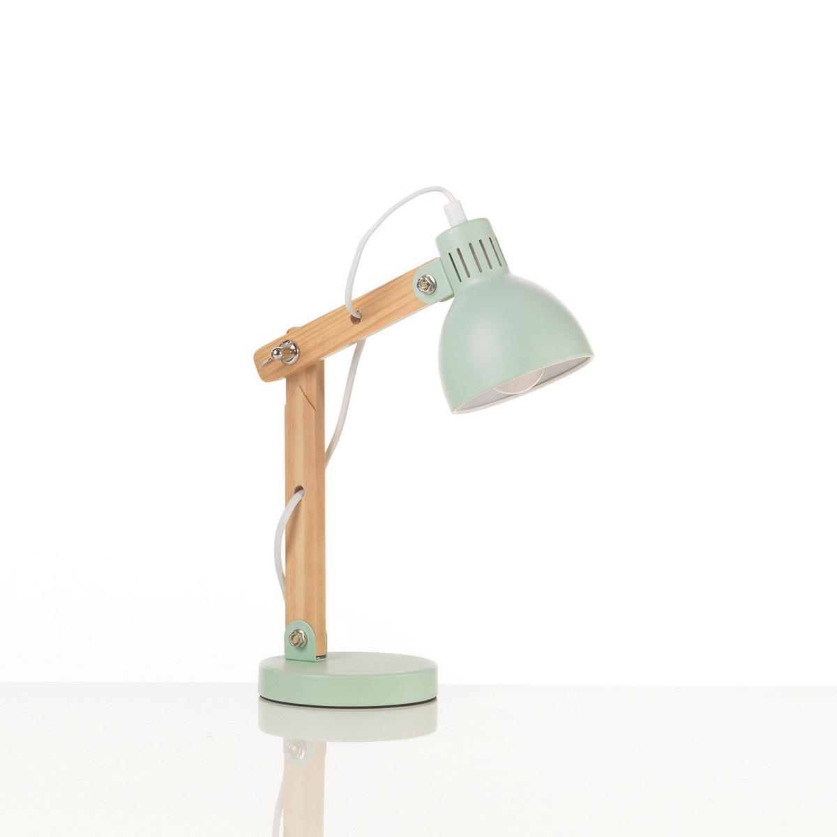TISCHLEUCHTE 23/38 cm   - Weiß/Grün, Basics, Holz/Kunststoff (23/38cm)