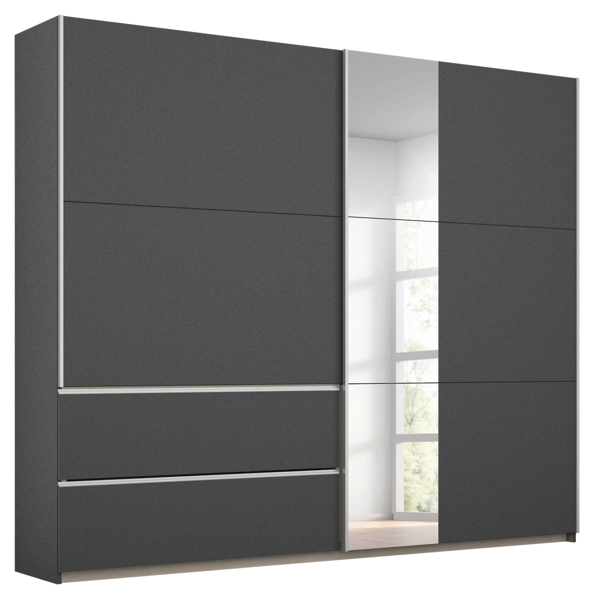SKJUTDÖRRSGARDEROB 218/210/59 cm 2-dörrar - aluminiumfärg/grå, Design, metall/trämaterial (218/210/59cm) - Rauch Möbel