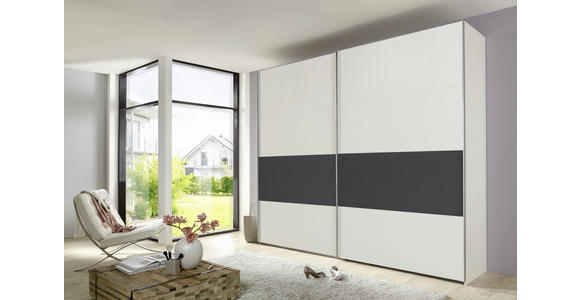 SCHWEBETÜRENSCHRANK in Graphitfarben, Weiß - Eichefarben/Silberfarben, Design, Holzwerkstoff/Metall (270/210/65cm) - Carryhome