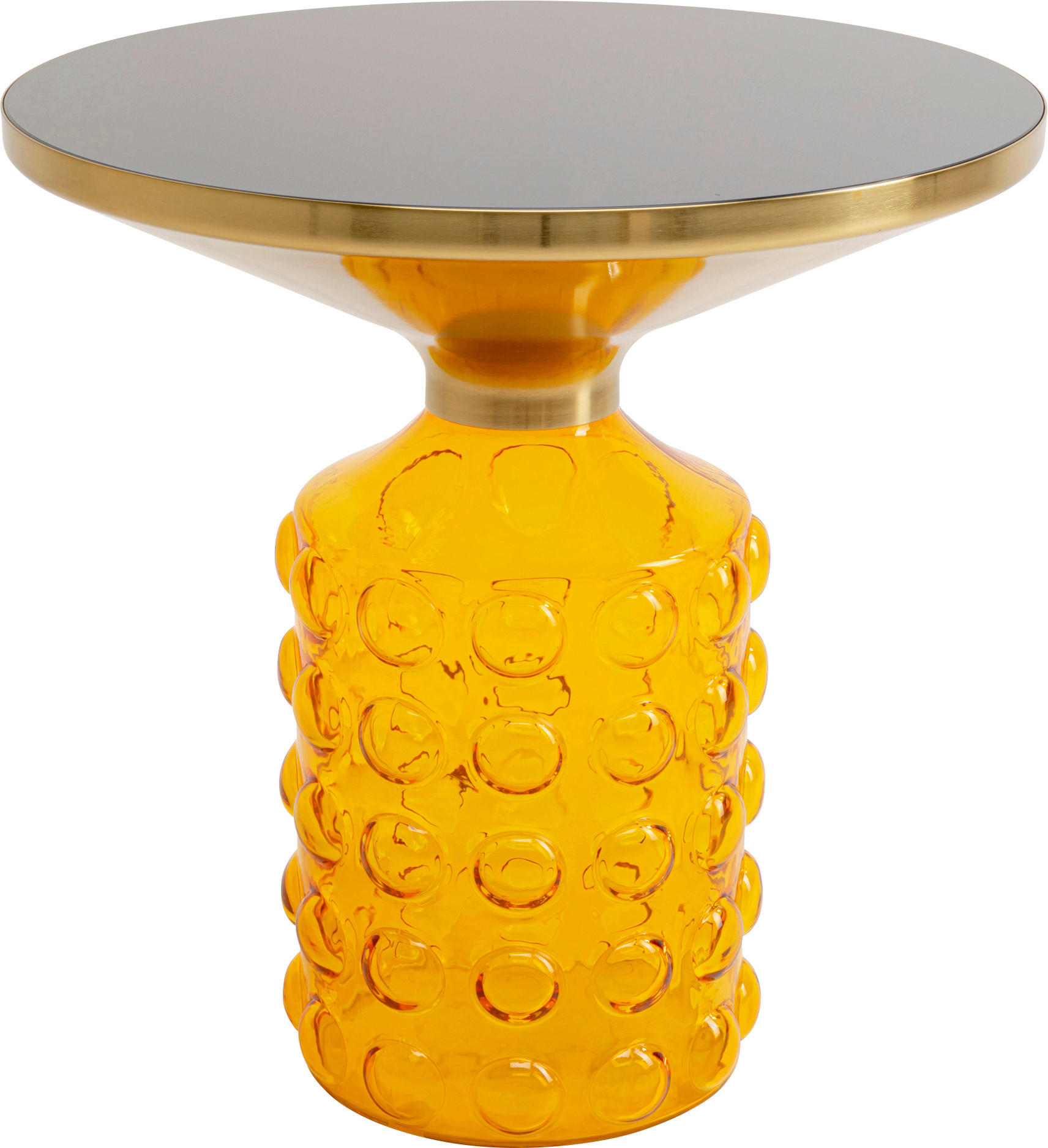 BEISTELLTISCH 50/50/52 cm Gelb, Goldfarben, Schwarz Hochglanz rund  - Schwarz Hochglanz/Gelb, Design, Glas/Metall (50/50/52cm) - Kare-Design