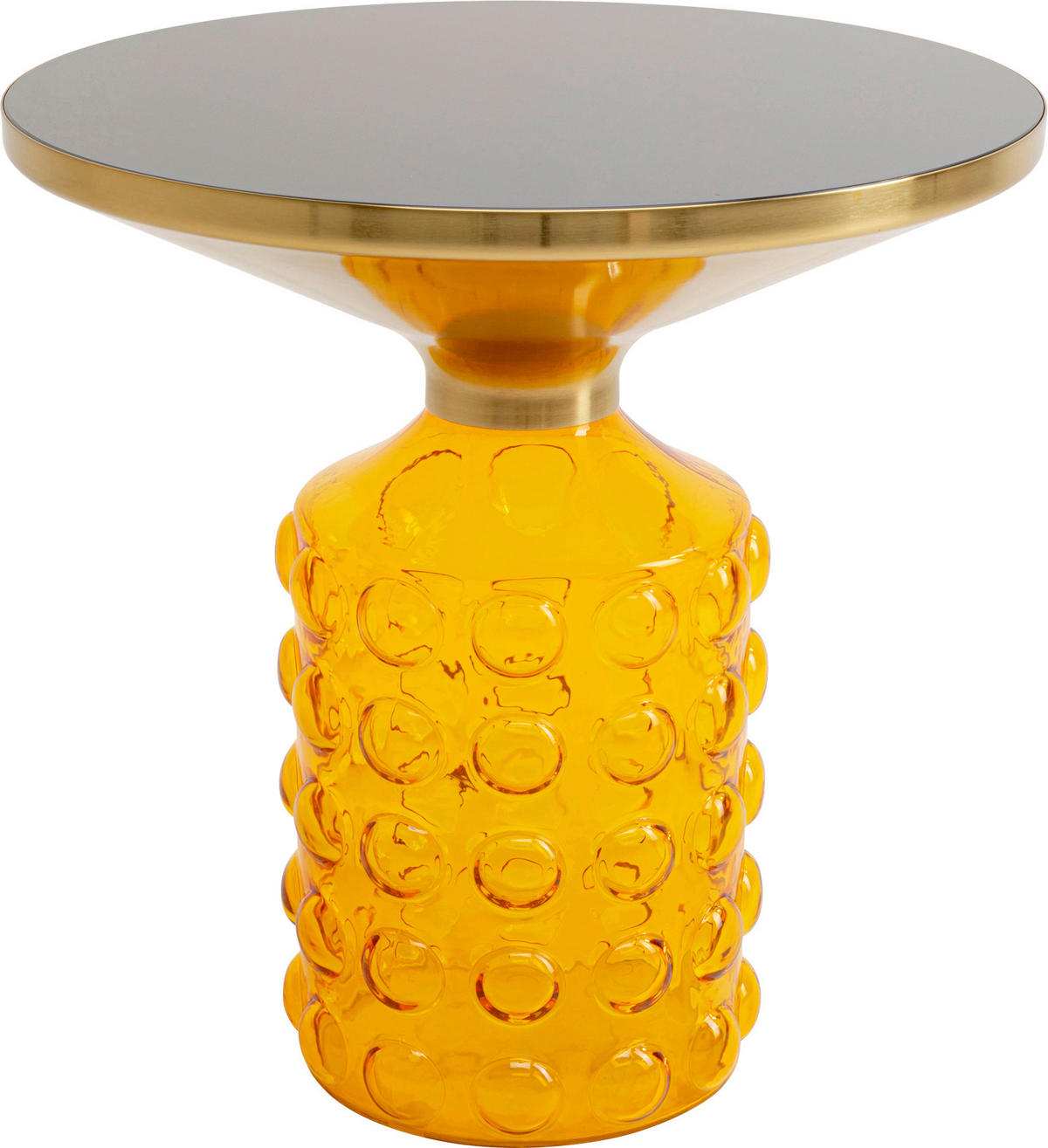 BEISTELLTISCH in Metall, Glas 50/50/52 cm  - Schwarz Hochglanz/Gelb, Design, Glas/Metall (50/50/52cm) - Kare-Design