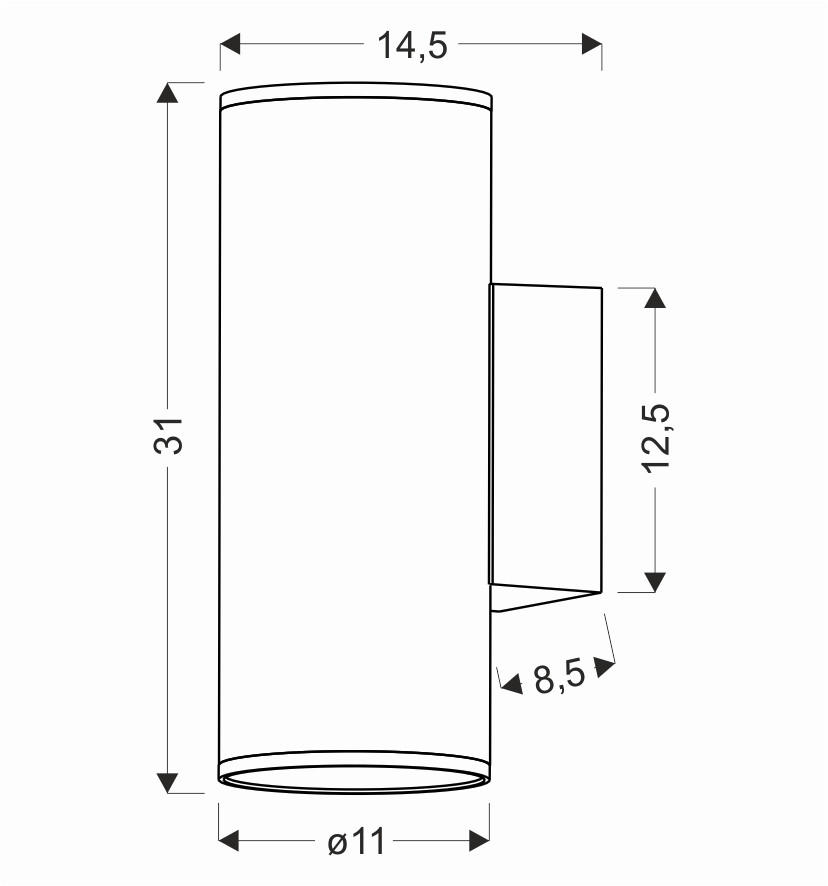 VÄGGLAMPA FÖR UTOMHUS - svart, Basics, metall (10.8/14.5/31cm)