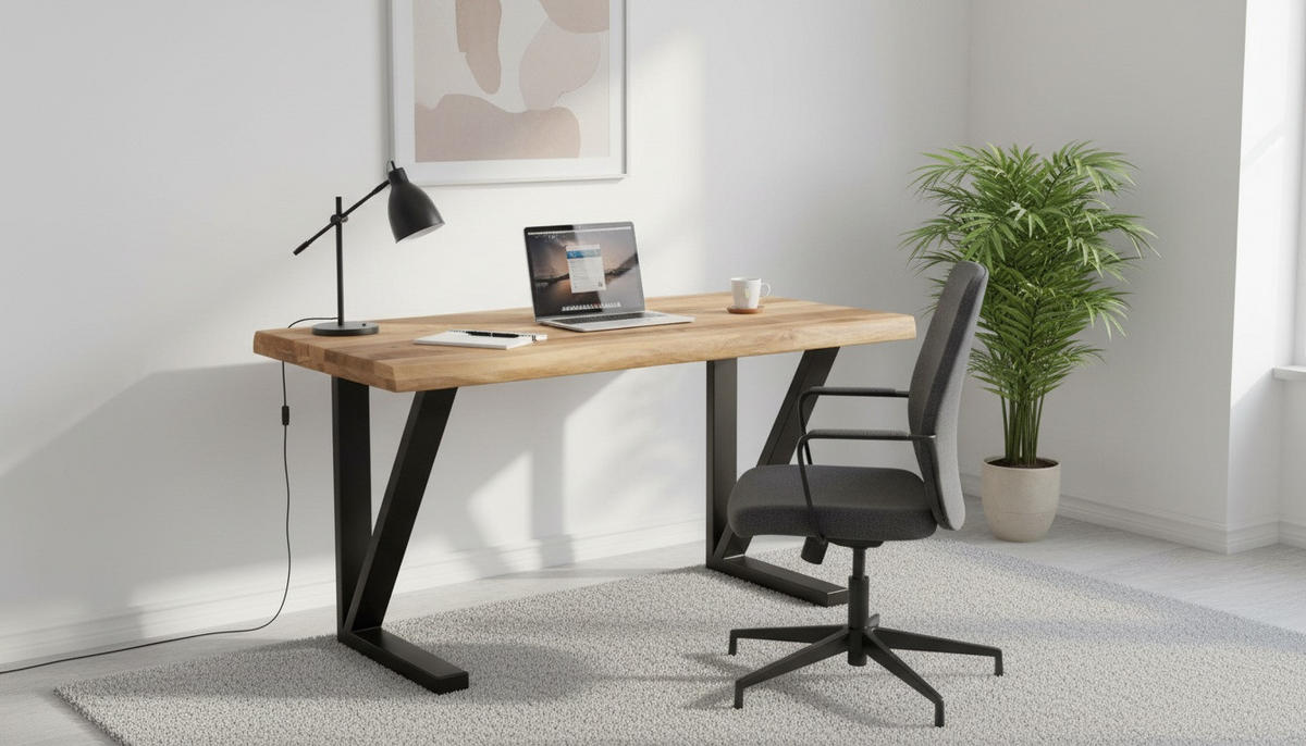 PÍSACÍ STÔL, prírodná farba, čierna, 140/76/80 cm - čierna/prírodná farba, Modern, kov/drevo (140/76/80cm) - Livetastic