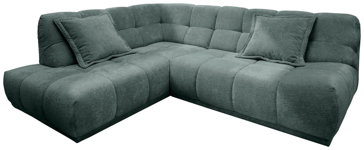 ECKSOFA Chenille Türkis  - Türkis/Schwarz, Modern, Kunststoff/Textil (203/254cm) - Livetastic