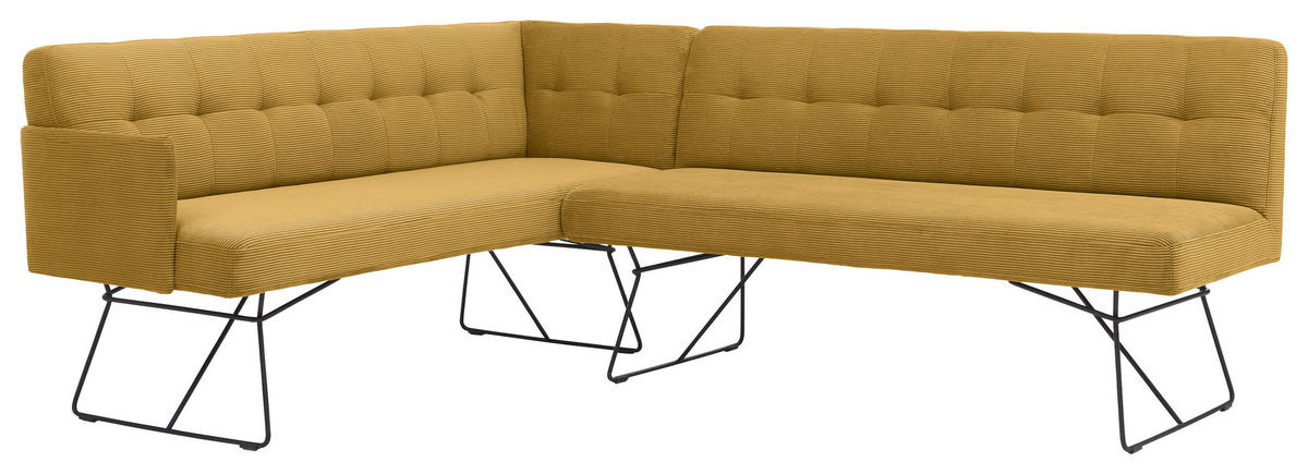 ECKBANK 180/232 cm Feincord Grün Metall   - Schwarz/Grün, Design, Textil/Metall (180/232cm) - Johann Jakob