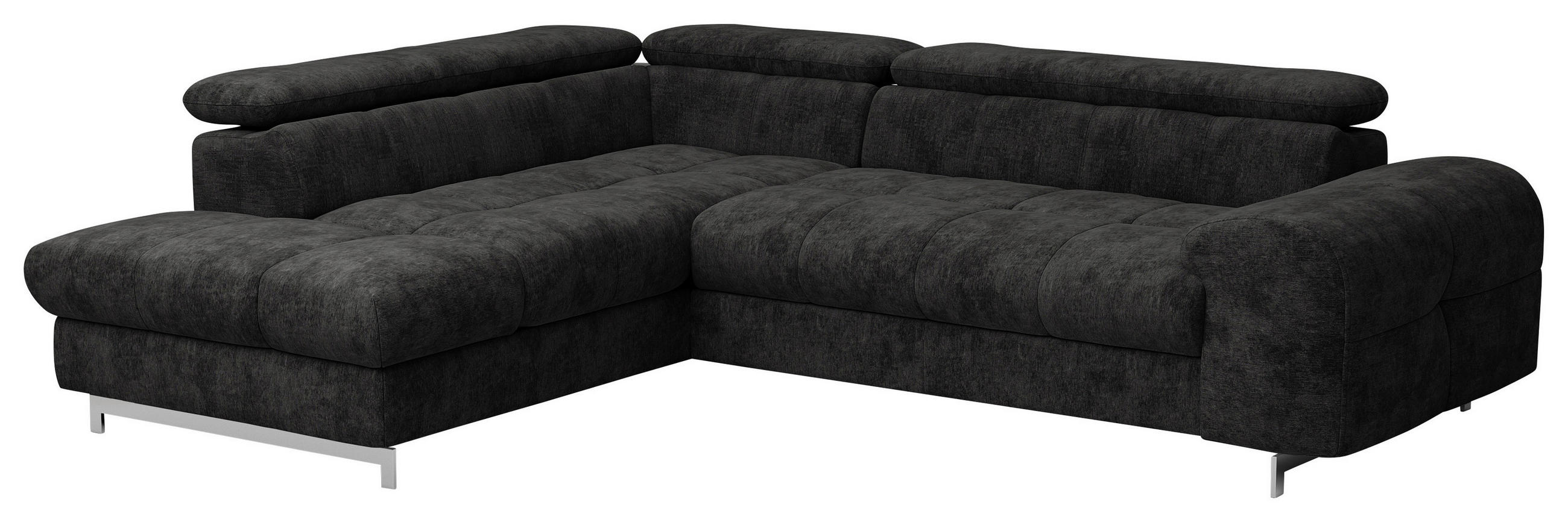 ECKSOFA  in Mikrofaser Schwarz  206/257 cm  - Chromfarben/Schwarz, KONVENTIONELL, Textil/Metall (206/257cm) - Livetastic