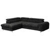 ECKSOFA Schwarz Mikrofaser  - Chromfarben/Schwarz, KONVENTIONELL, Textil/Metall (206/257cm) - Livetastic