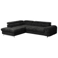 ECKSOFA Schwarz Mikrofaser  - Chromfarben/Schwarz, KONVENTIONELL, Textil/Metall (206/257cm) - Livetastic