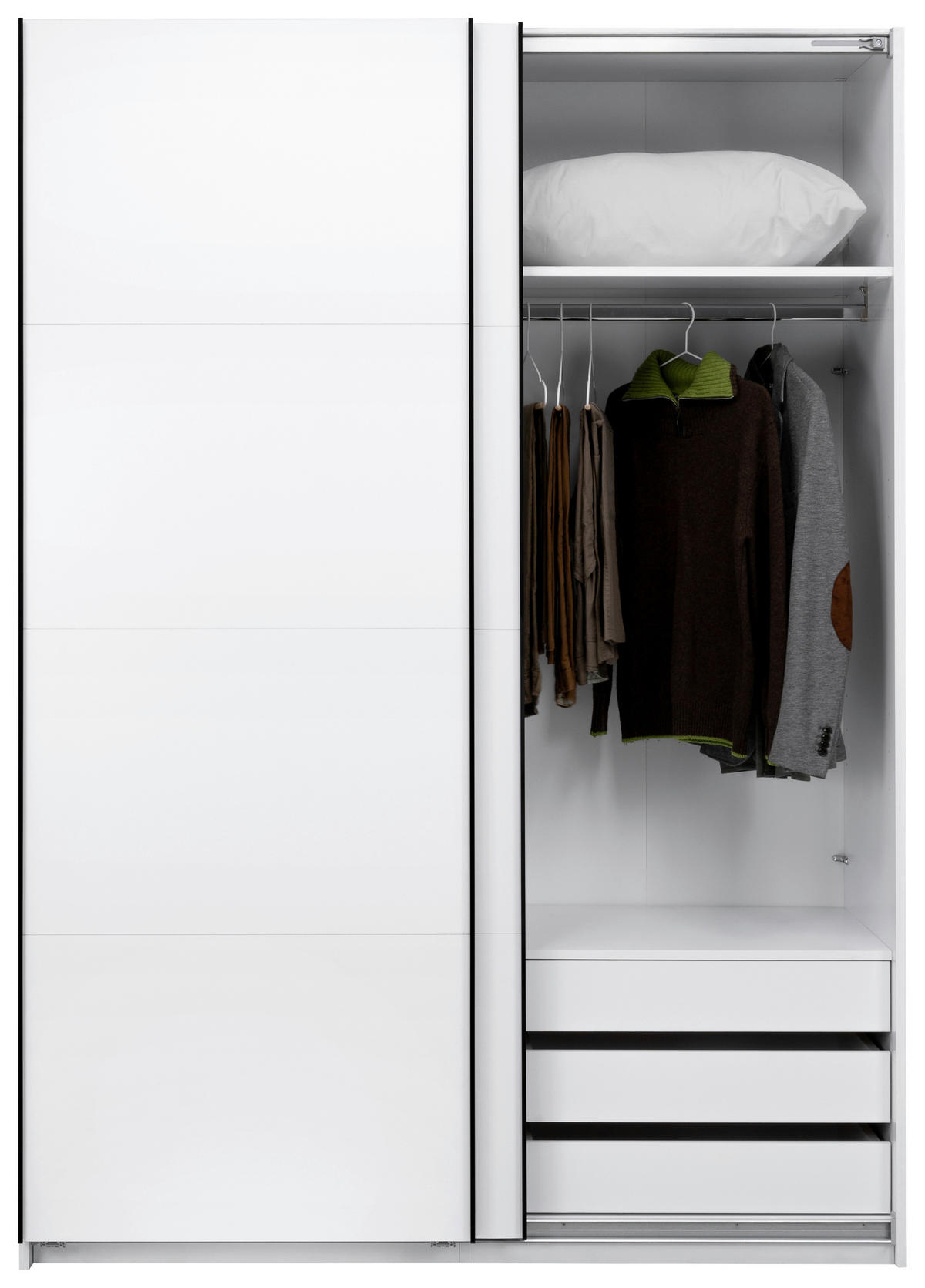 SCHIEBETÜRENSCHRANK 150/211,5/61,5 cm 2-türig Weiß  - Schwarz/Weiß, MODERN, Holzwerkstoff/Metall (150/211,5/61,5cm) - MID.YOU