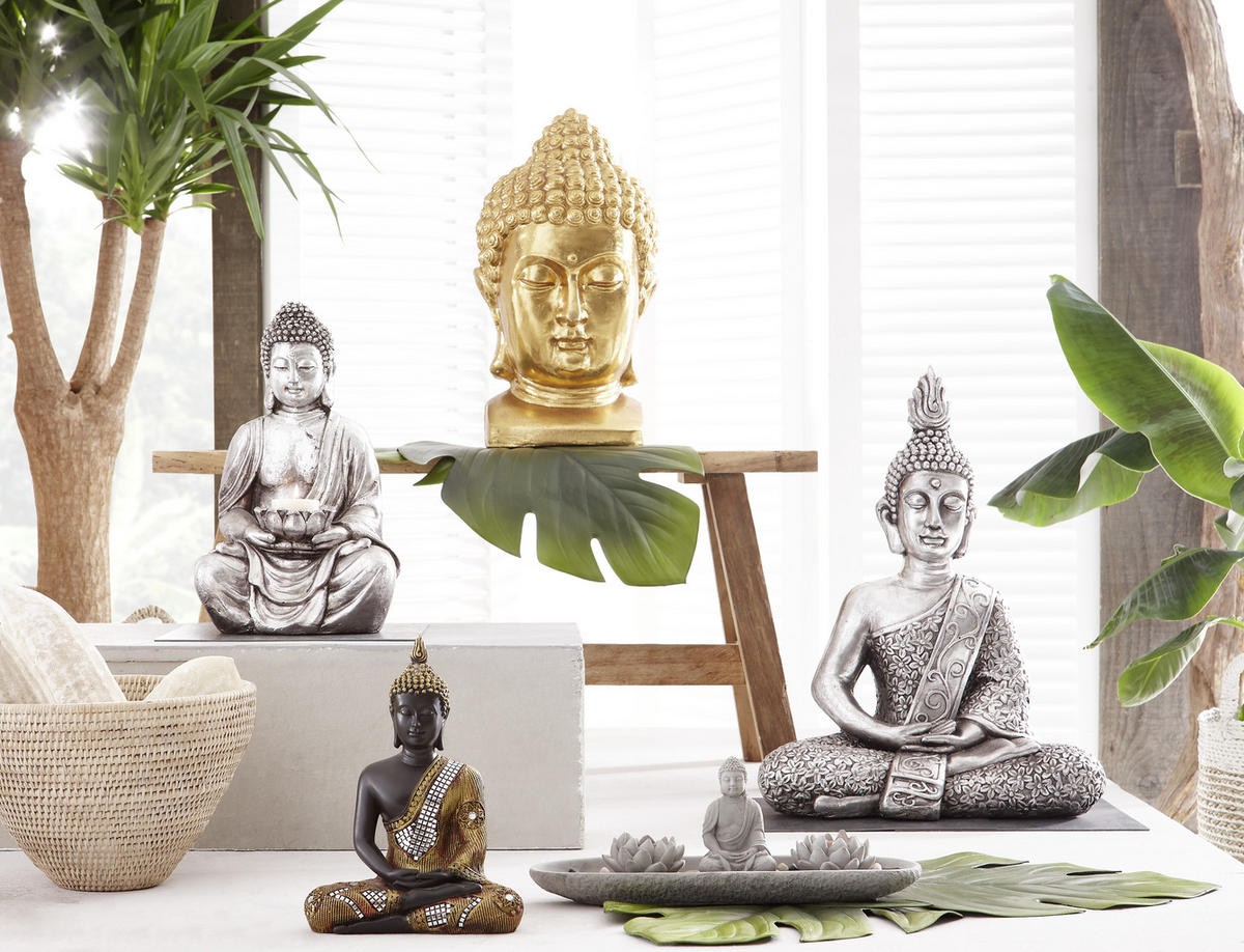 BUDDHAKOPF 27/47/25 cm  - Goldfarben, LIFESTYLE, Kunststoff (27/47/25cm)