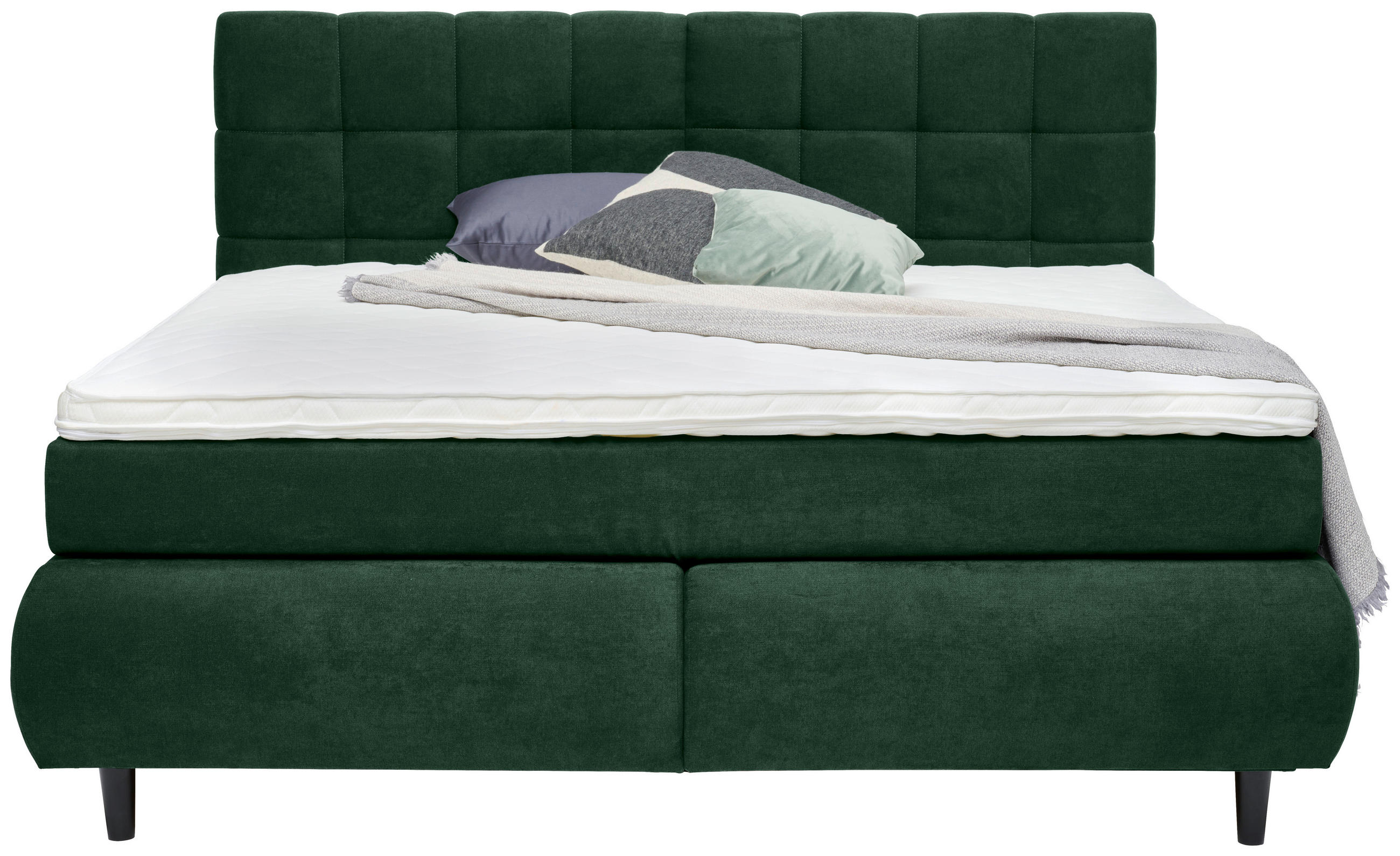 BOXSPRINGBETT 180/200 cm  in Dunkelgrün  - Dunkelgrün/Schwarz, KONVENTIONELL, Holz/Textil (180/200cm) - Ti'me