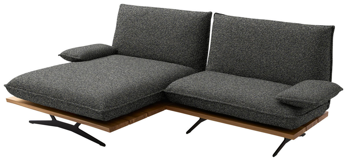 ECKSOFA Chenille, Flachgewebe Wildeiche, Blaugrau  - Wildeiche/Blaugrau, Design, Holz/Textil (161/284cm) - Koinor