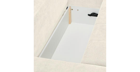 ECKSOFA Creme Chenille Rückenkissen, Bettkasten, Schlaffunktion, Rücken echt, Armteilverstellung, Liegefläche im Originalstoff  - Silberfarben/Creme, KONVENTIONELL, Holz/Textil (187/293cm) - Carryhome
