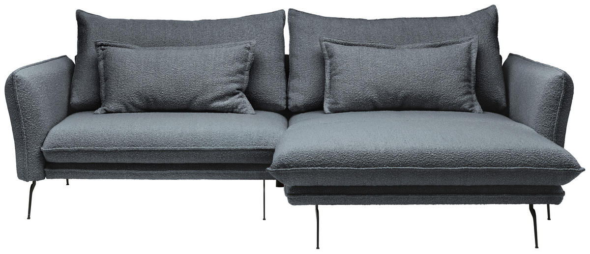 ECKSOFA Graphitfarben Bouclé  - Schwarz/Graphitfarben, Design, Textil/Metall (277/182cm) - Stylife