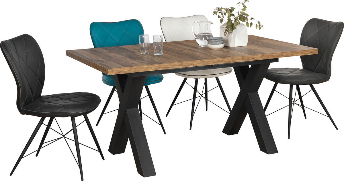 ESSTISCH in Holzwerkstoff 160-210/90/75 cm  - Eichefarben/Schwarz, KONVENTIONELL, Holzwerkstoff (160-210/90/75cm) - Hom`in