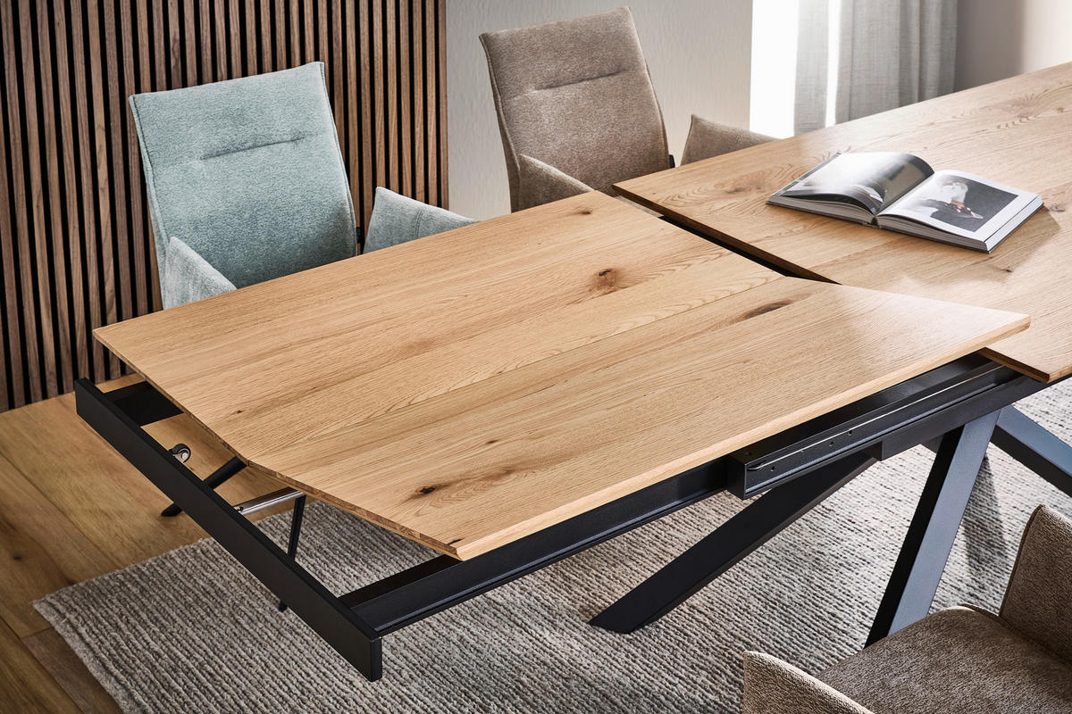 ESSTISCH in Holz, Metall, Holzwerkstoff 190-290/100/76 cm  - Eichefarben/Schwarz, MODERN, Holz/Holzwerkstoff (190-290/100/76cm) - Valnatura