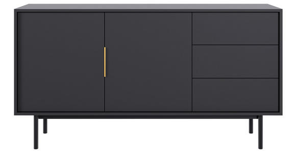 SIDEBOARD Schwarz  - Goldfarben/Schwarz, Design, Holzwerkstoff/Metall (154/82/39cm) - Xora