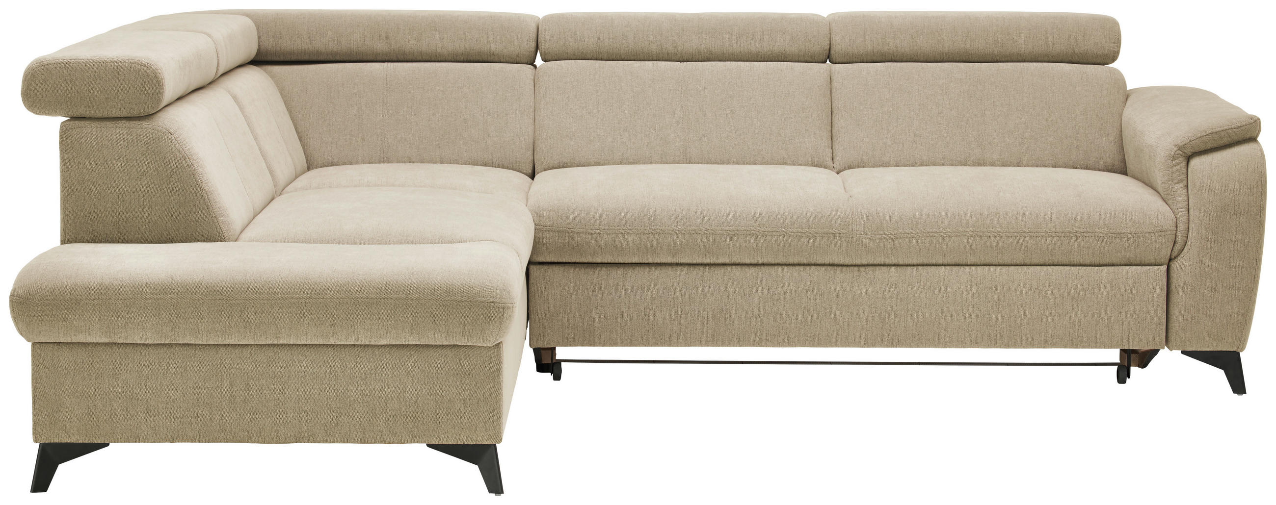 ECKSOFA Naturfarben Chenille  - Schwarz/Naturfarben, Design, Textil/Metall (203/260cm) - Stylife
