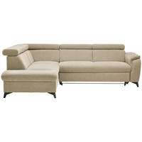 ECKSOFA in Chenille Naturfarben  - Schwarz/Naturfarben, Design, Textil/Metall (203/260cm) - Stylife