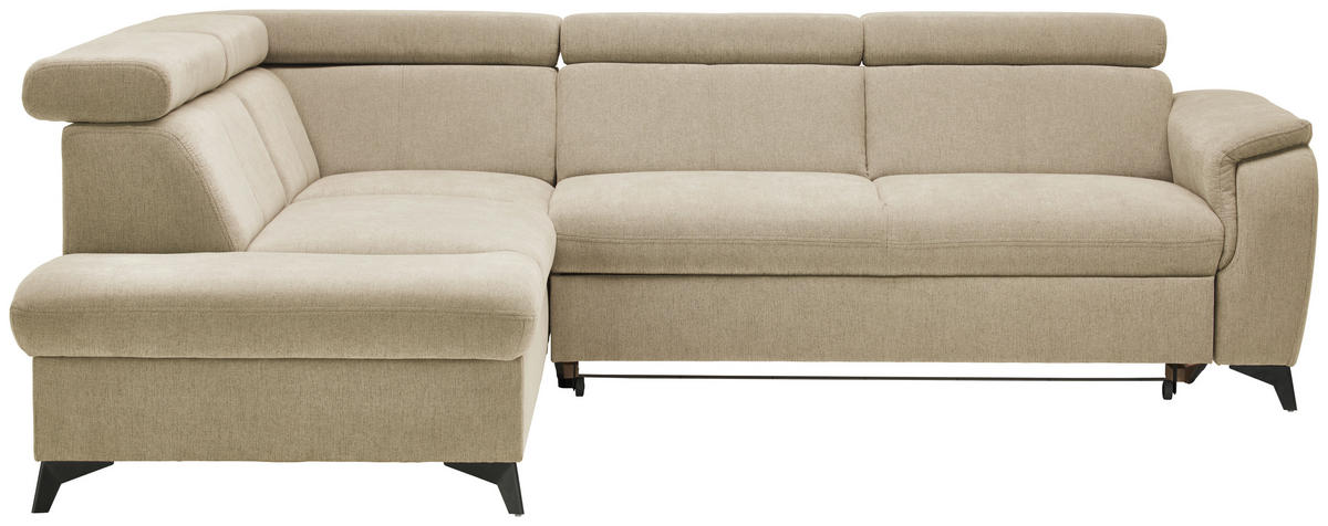 ECKSOFA in Chenille Naturfarben  - Schwarz/Naturfarben, Design, Textil/Metall (203/260cm) - Stylife