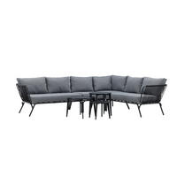 DINING-LOUNGESET Aluminium  - Schwarz/Grau, KONVENTIONELL, Textil/Metall - Gardenson