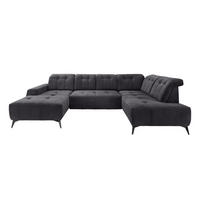 WOHNLANDSCHAFT Anthrazit Mikrofaser  - Anthrazit/Schwarz, MODERN, Textil/Metall (180/337/200cm) - Livetastic