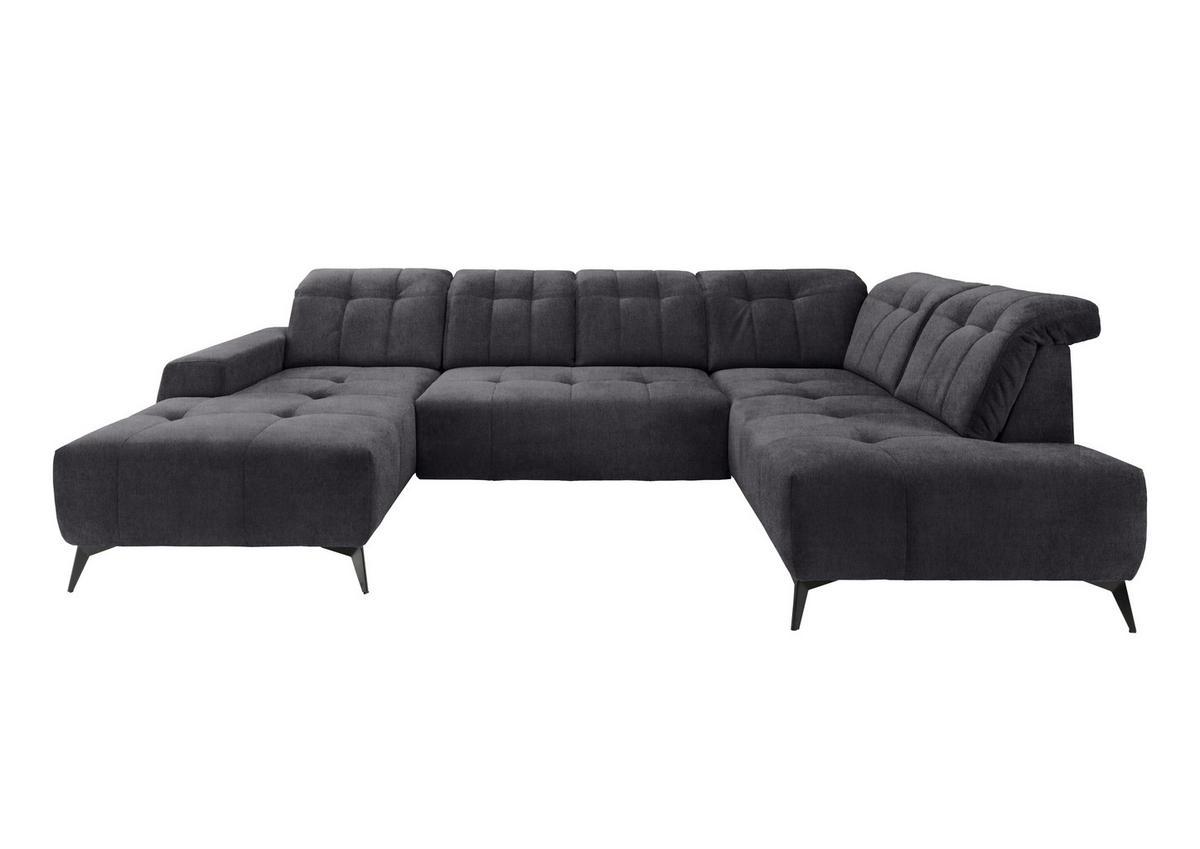 WOHNLANDSCHAFT Anthrazit Mikrofaser  - Anthrazit/Schwarz, MODERN, Textil/Metall (180/337/200cm) - Livetastic