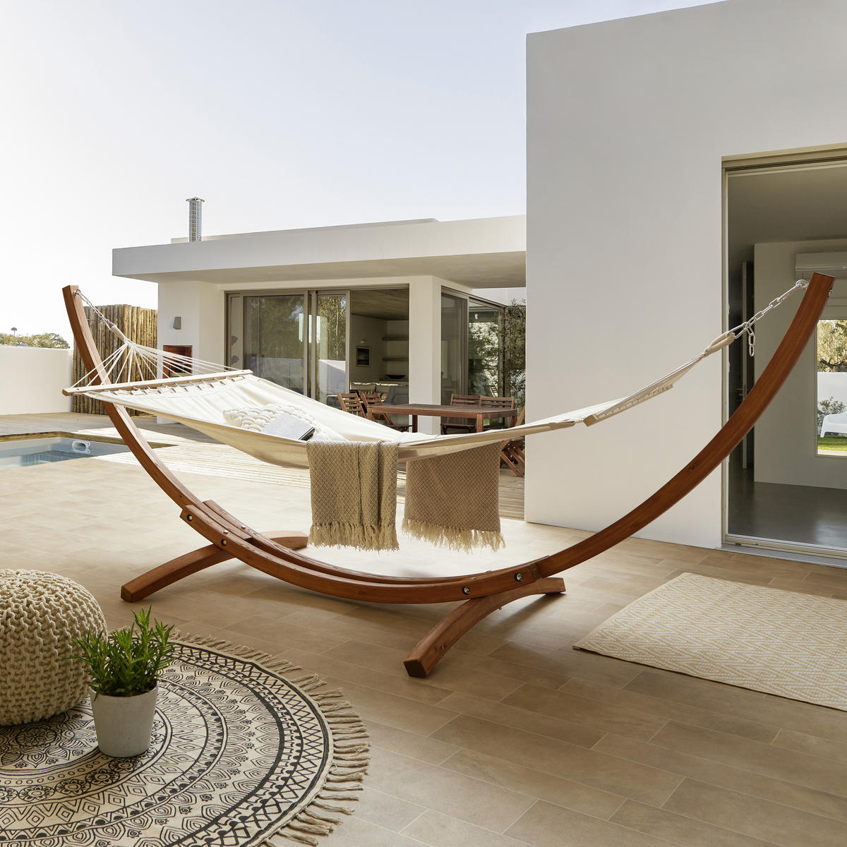 HÄNGEMATTE in  - Beige/Braun, Lifestyle, Holz/Textil (320/120/120cm) - Ambia Garden