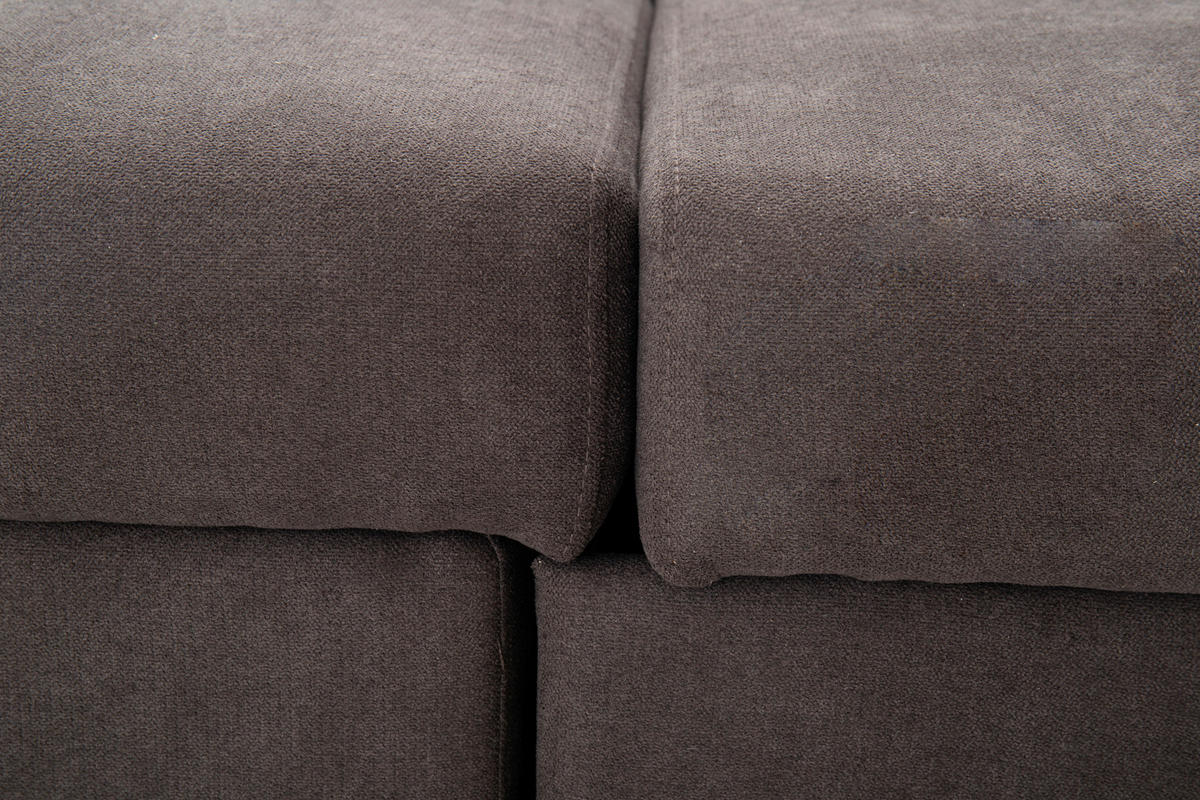 WOHNLANDSCHAFT Dunkelgrau Webstoff  - Dunkelgrau/Schwarz, Design, Holz/Kunststoff (264/88/135,5cm) - Ti'me