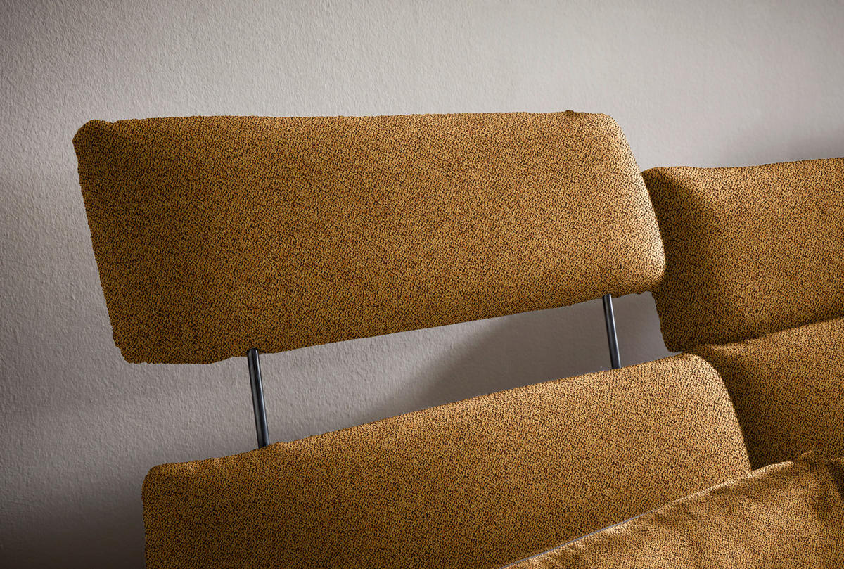 ECKSOFA in Flachgewebe Currygelb  259/152 cm  - Currygelb/Schwarz, Design, Textil/Metall (259/152cm) - Dieter Knoll