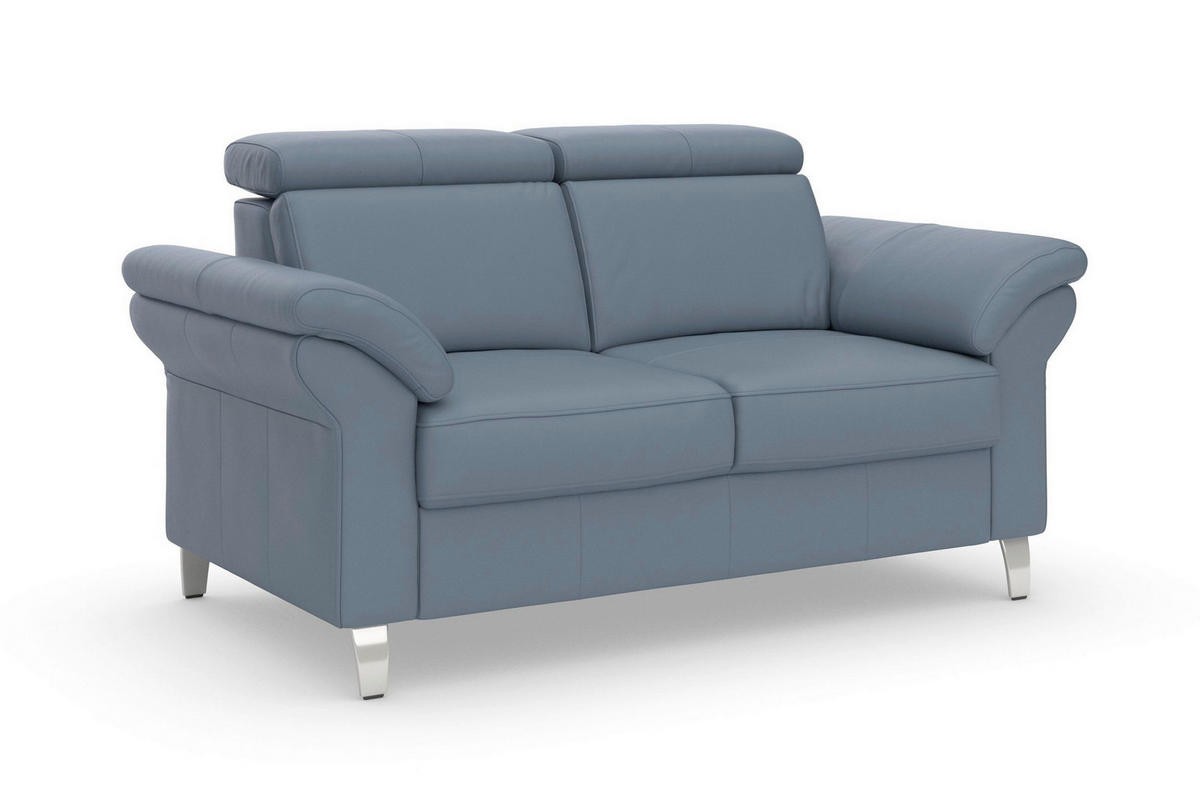 2-SITZER-SOFA ARNGAST E Graublau Echtleder  - Chromfarben/Graublau, Basics, Leder/Textil (156/84/93cm) - Sit & More