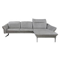 SEDEŽNA GARNITURA, pravo usnje siva  - siva/antracit, Design, kovina/usnje (285/203cm) - Himolla