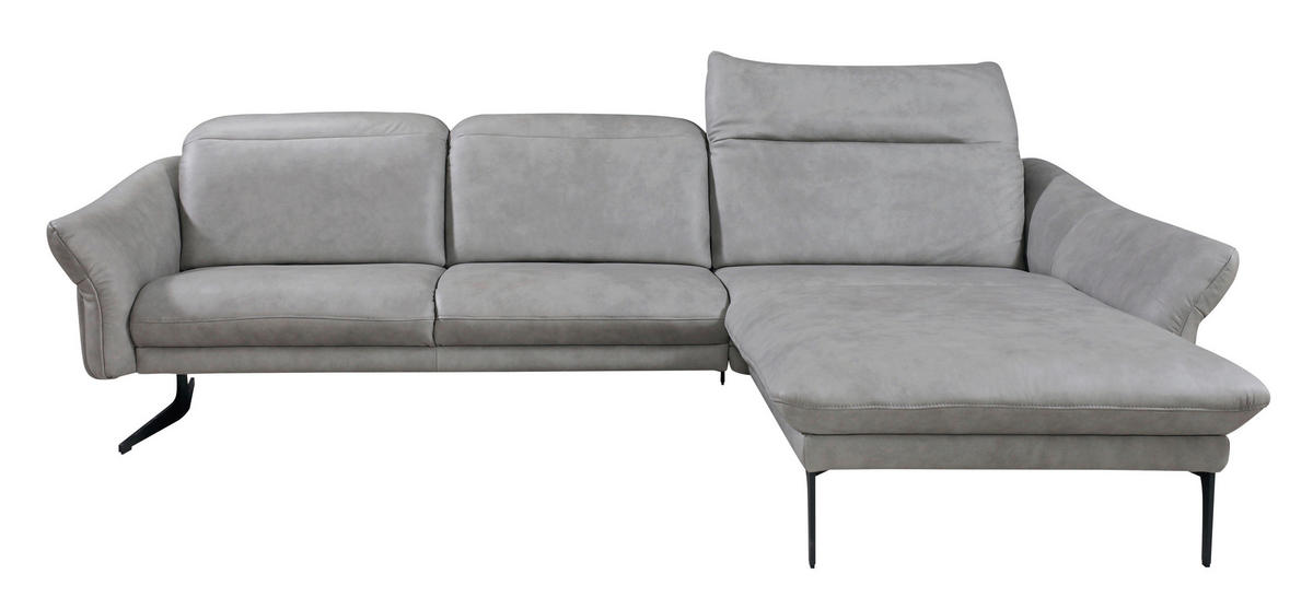 SEDEŽNA GARNITURA, pravo usnje siva  - siva/antracit, Design, kovina/usnje (285/203cm) - Himolla