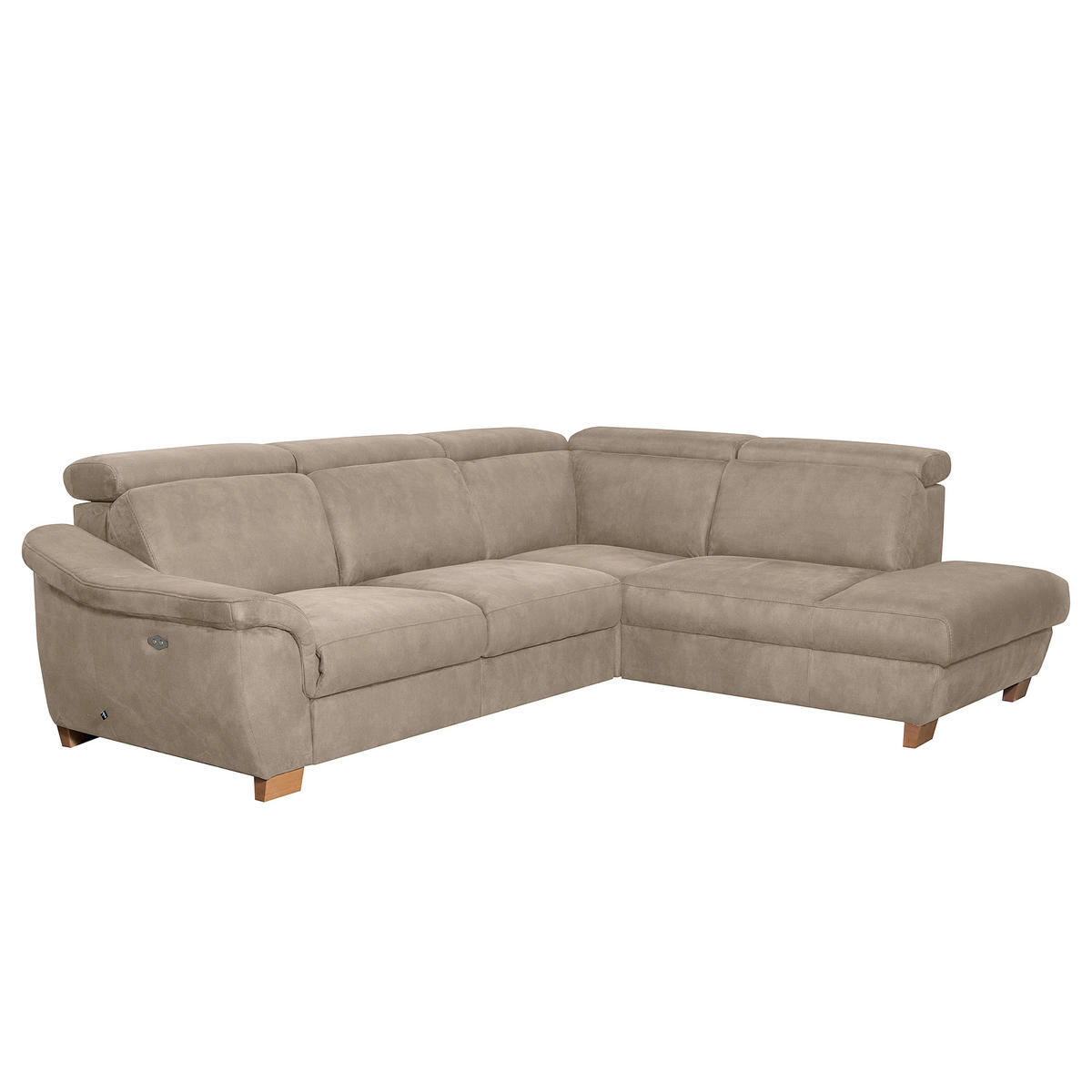 ECKSOFA Mikrofaser Taupe  - Taupe/Naturfarben, Design, Holz/Textil (276/238cm) - Livetastic