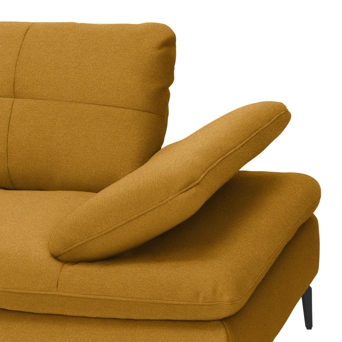 ECKSOFA in Webstoff Honig  179/301 cm  - Schwarz/Honig, Design, Textil/Metall (179/301cm) - Chilliano